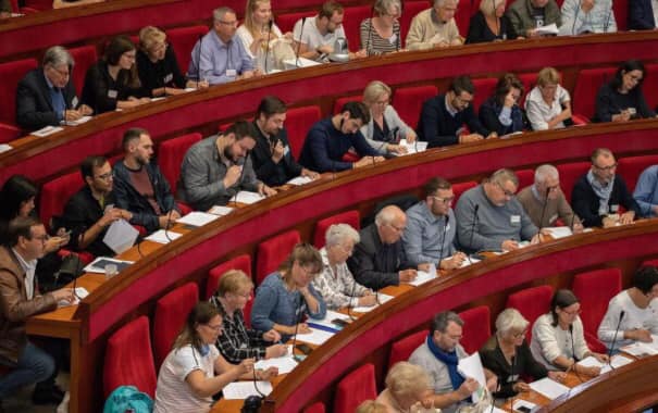 Une session de la Convention citoyenne pour le climat au Conseil economique et social à Paris, en octobre 2019.